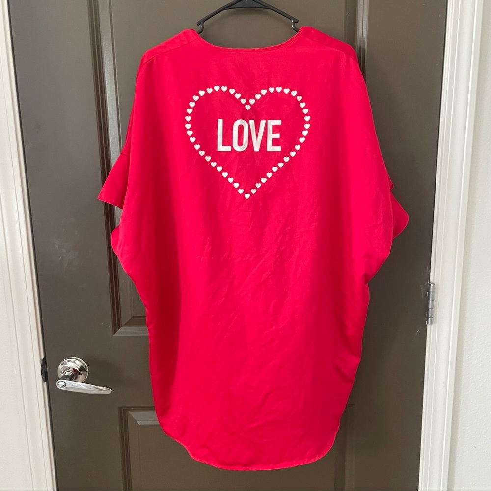 Victoria's Secret Red Love Robe Tie Front Ruffle Sleeves One Size OS